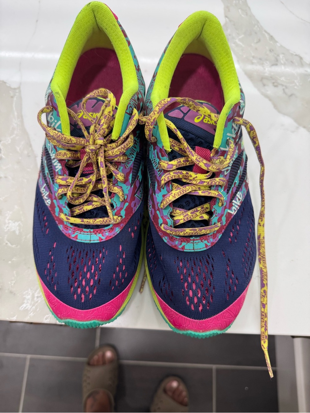 ASICS Women's Navy, Pink & Lime Multicolor Running Sneakers
